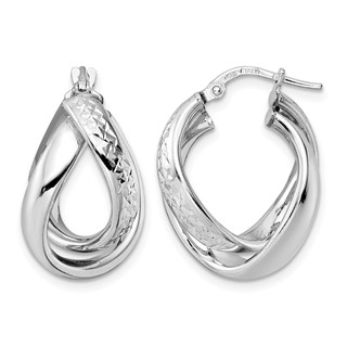 Leslie's Sterling Silver Rhod-plated Polished D/C Hoop Earrings