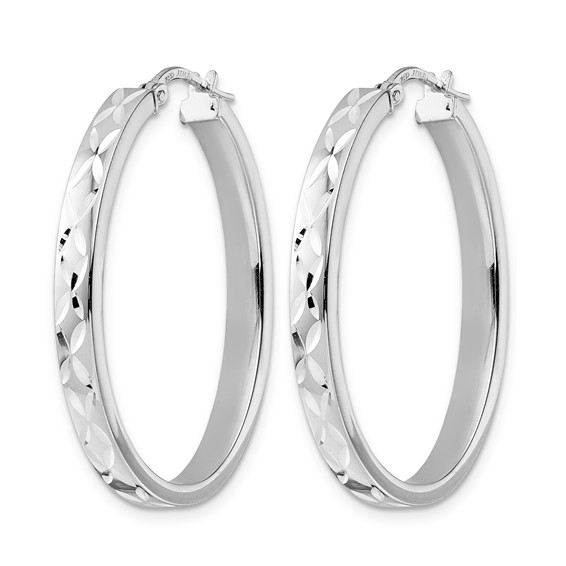 Leslie's Sterling Silver Rhod-plated Polished D/C Oval Hoop Earrings
