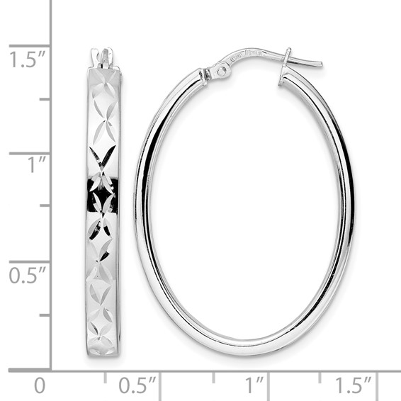 Leslie's Sterling Silver Rhod-plated Polished D/C Oval Hoop Earrings
