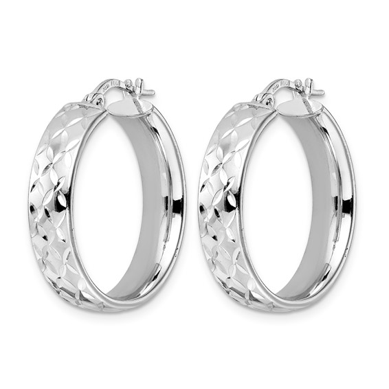Leslie's Sterling Silver Rhod-plated Polished D/C Hoop Earrings