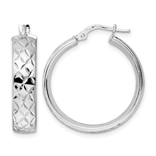 Leslie's Sterling Silver Rhod-plated Polished D/C Hoop Earrings