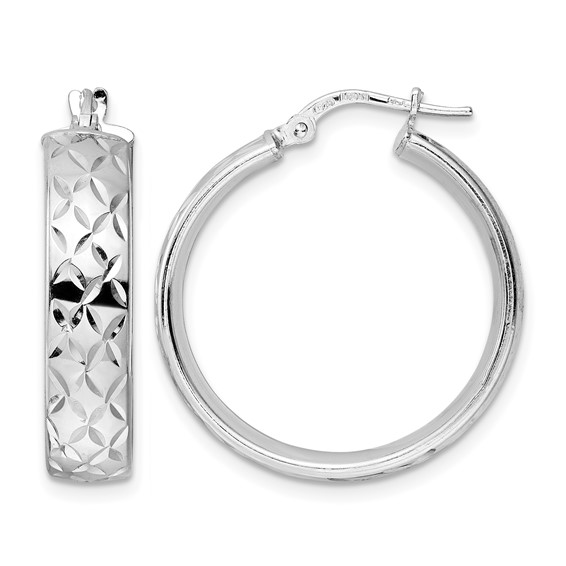 Leslie's Sterling Silver Rhod-plated Polished D/C Hoop Earrings