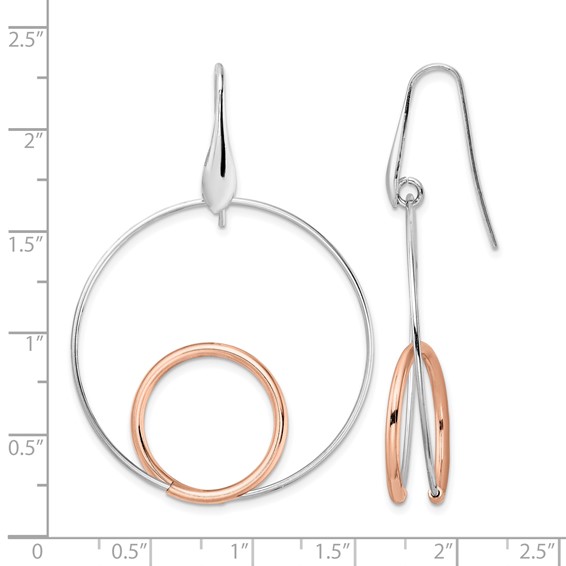 Leslie's Sterling Silver Rh-p Rose-tone Polished Dangle Earrings