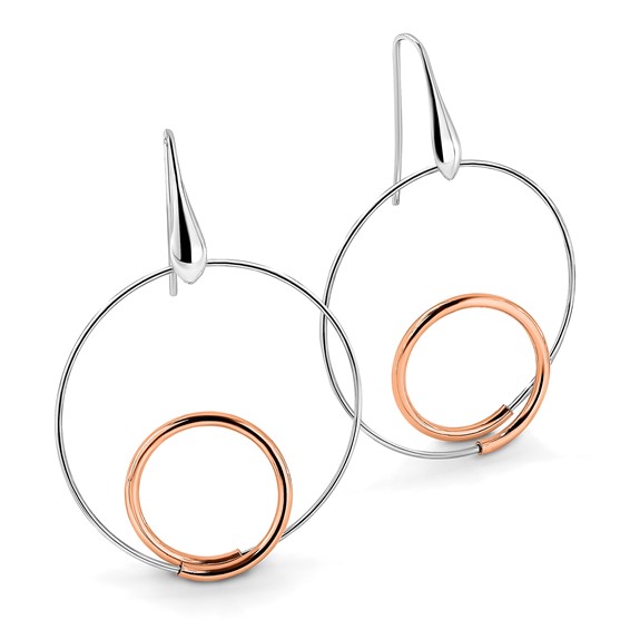 Leslie's Sterling Silver Rh-p Rose-tone Polished Dangle Earrings