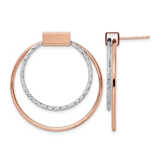 Leslie's Sterling Silver Rh-p Rose-tone Polished D/C Post Dangle Earrings