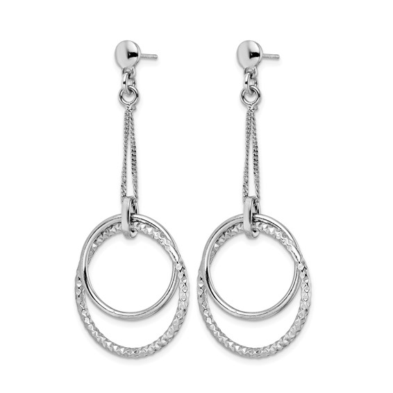 Leslie's Sterling Silver Rhod-plated Polished D/C Post Dangle Earrings