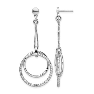 Leslie's Sterling Silver Rhod-plated Polished D/C Post Dangle Earrings