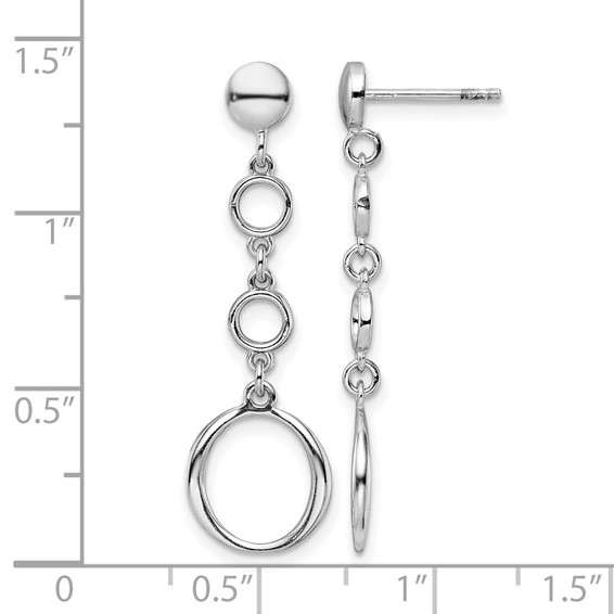 Leslie's Sterling Silver Rhod-plated Post Dangle Earrings