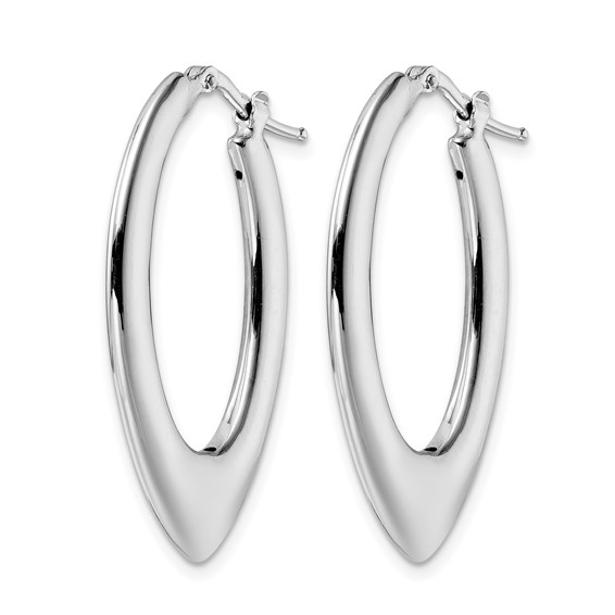 Leslie's Sterling Silver Rhod-plated Polished Oval Hoop Earrings