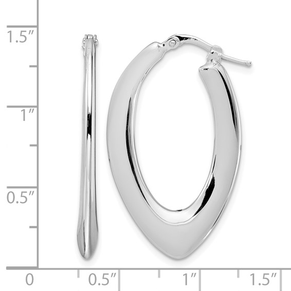 Leslie's Sterling Silver Rhod-plated Polished Oval Hoop Earrings