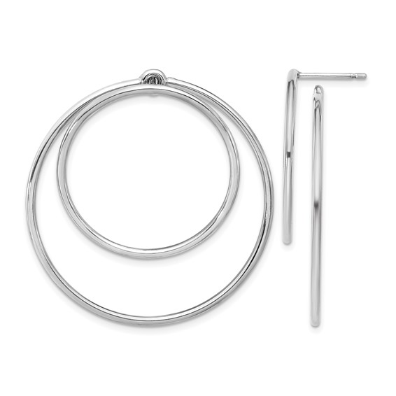 Leslie's Sterling Silver RH-plated Polished Double Circle Front and Back Ea