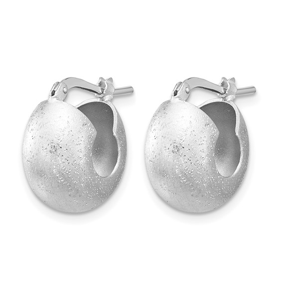 Leslie's Sterling Silver Rhodium-plated Sparkle Hoop Earrings