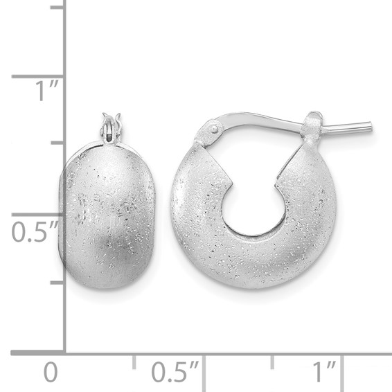 Leslie's Sterling Silver Rhodium-plated Sparkle Hoop Earrings