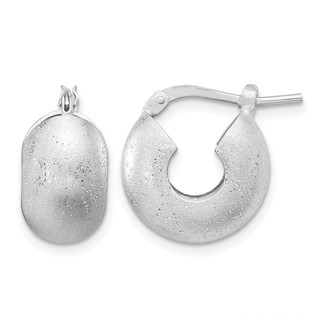 Leslie's Sterling Silver Rhodium-plated Sparkle Hoop Earrings