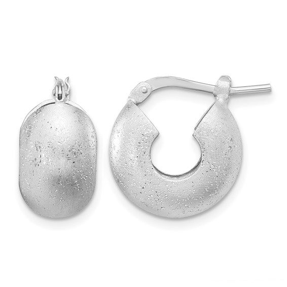 Leslie's Sterling Silver Rhodium-plated Sparkle Hoop Earrings