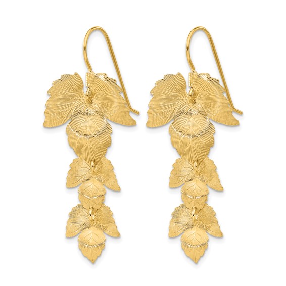 Leslie's Sterling Silver Gold-plated Etched Leaves Dangle Earrings