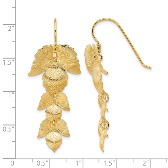 Leslie's Sterling Silver Gold-plated Etched Leaves Dangle Earrings