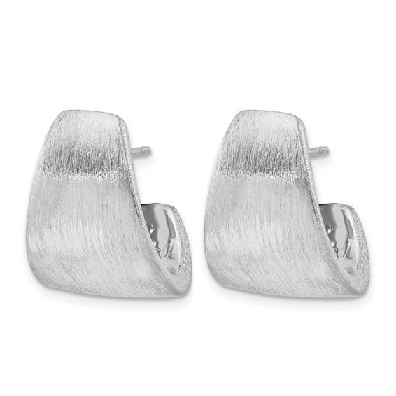 Leslie's Sterling Silver Rhodium-plated Etched J-Hoop Earrings