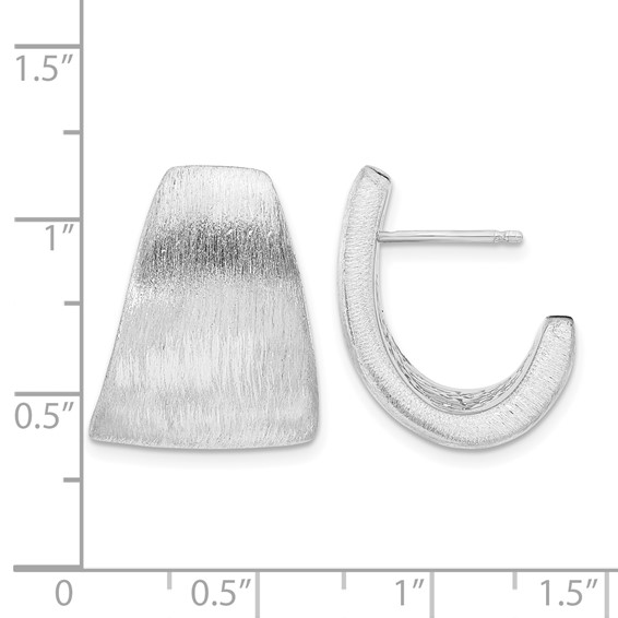 Leslie's Sterling Silver Rhodium-plated Etched J-Hoop Earrings