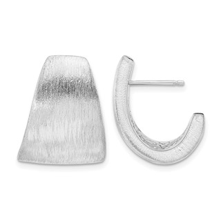 Leslie's Sterling Silver Rhodium-plated Etched J-Hoop Earrings