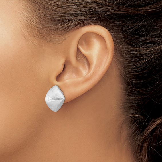 Leslie's Sterling Silver Rhodium-plated Etched Square Post Earrings