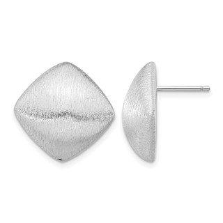Leslie's Sterling Silver Rhodium-plated Etched Square Post Earrings