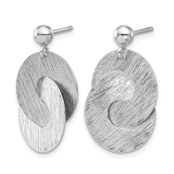 Leslie's Sterling Silver Rhodium-plated Etched Circles Dangle Earrings
