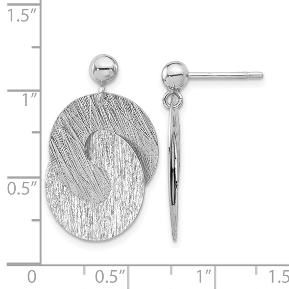 Leslie's Sterling Silver Rhodium-plated Etched Circles Dangle Earrings
