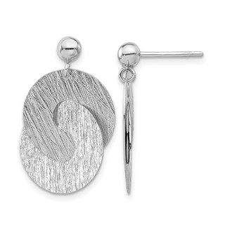Leslie's Sterling Silver Rhodium-plated Etched Circles Dangle Earrings
