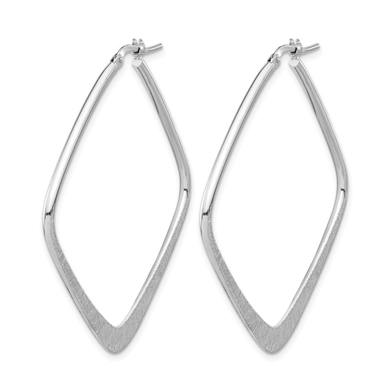 Leslie's Sterling Silver Rhodium-plated Etched Square Hoop Earrings