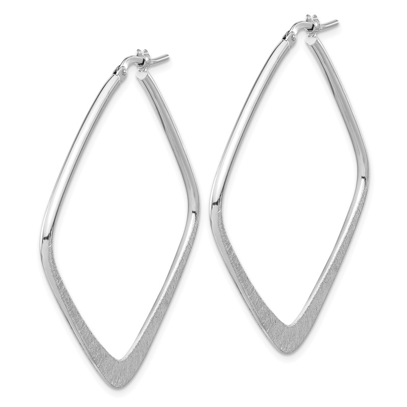 Sterling Silver Rhodium-plated Etched Square Hoop Earrings