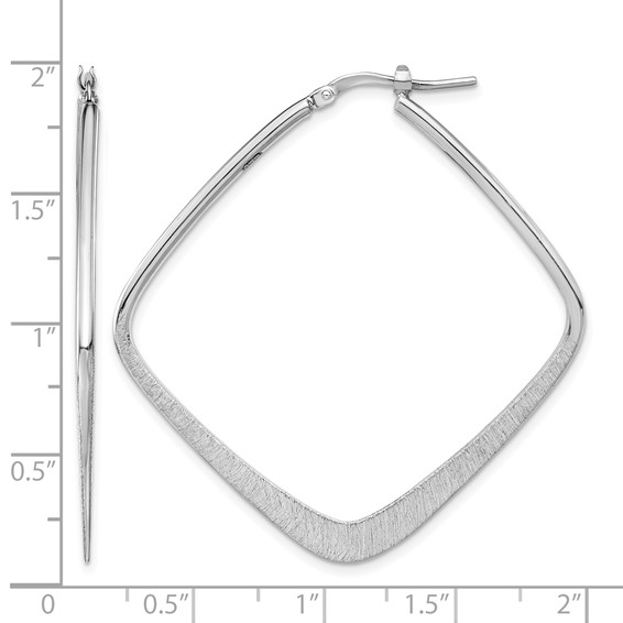Leslie's Sterling Silver Rhodium-plated Etched Square Hoop Earrings