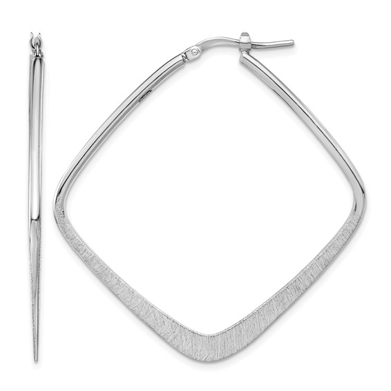 Leslie's Sterling Silver Rhodium-plated Etched Square Hoop Earrings
