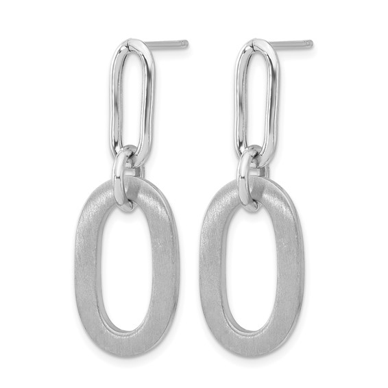 Leslie's Sterling Silver Rh-plated Polished and Satin Oval Dangle Earrings