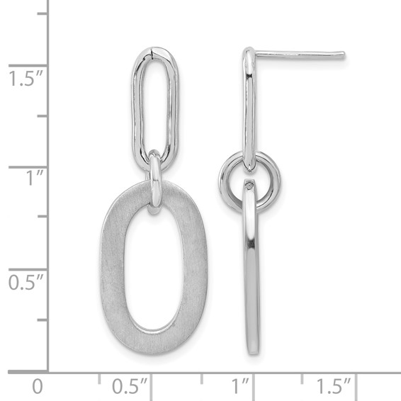 Leslie's Sterling Silver Rh-plated Polished and Satin Oval Dangle Earrings
