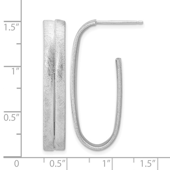 Leslie's Sterling Silver Rhodium-plated Brushed J-Hoop Post Earrings