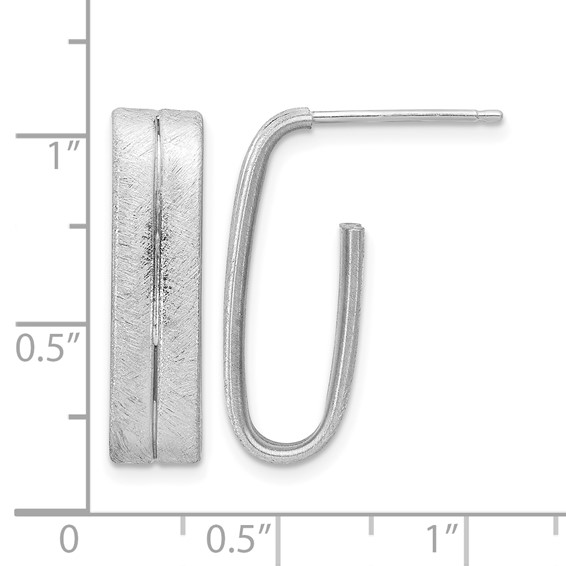 Leslie's Sterling Silver Rhodium-plated Brushed J-Hoop Post Earrings