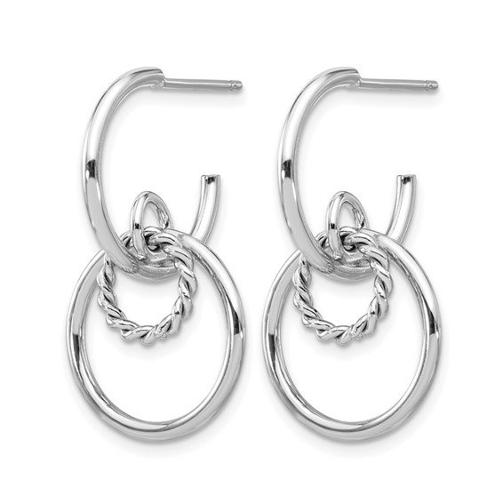 Leslie's Sterling Silver Rhodium-plated Polished and Textured Post Dangle E