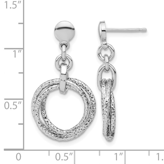 Leslie's Sterling Silver Rhodium-plated Circles Post Dangle Earrings