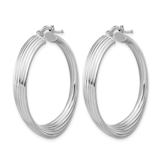 Leslie's Sterling Silver Rhodium-plated Large Hoop Earrings