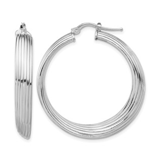Leslie's Sterling Silver Rhodium-plated Large Hoop Earrings