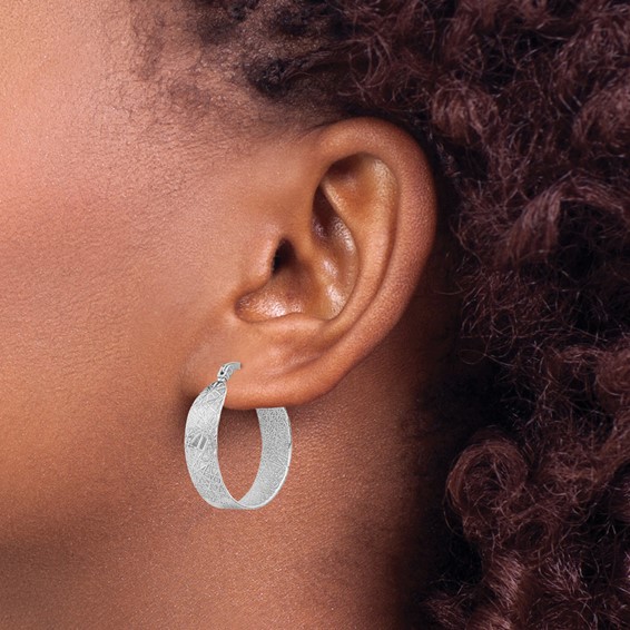 Leslie's Sterling Silver Rhodium-plated Small Hoop Earrings