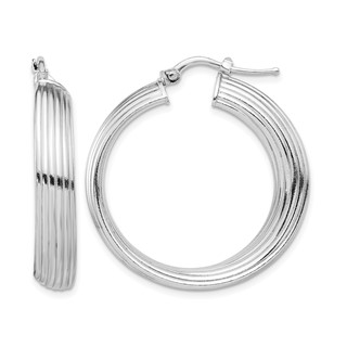 Leslie's Sterling Silver Rhodium-plated Small Hoop Earrings
