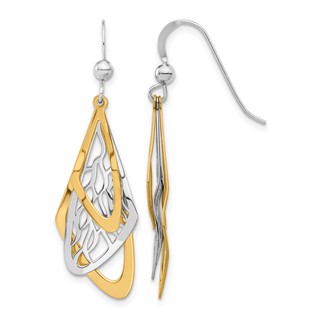 Leslie's Sterling Silver Rhodium-plated and Gold-tone Dangle Earrings