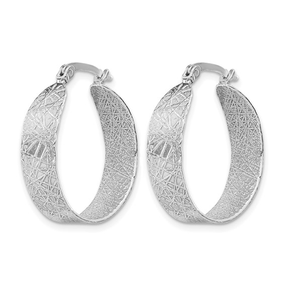 Leslie's Sterling Silver Rhodium-plated Textured Hoop Earrings