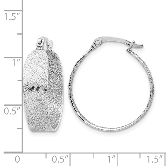 Leslie's Sterling Silver Rhodium-plated Textured Hoop Earrings