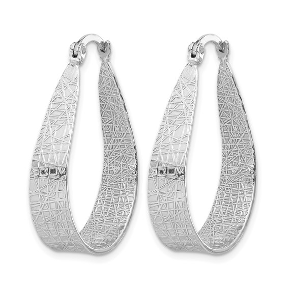 Leslie's Sterling Silver Rhodium-plated Textured Hoop Earrings