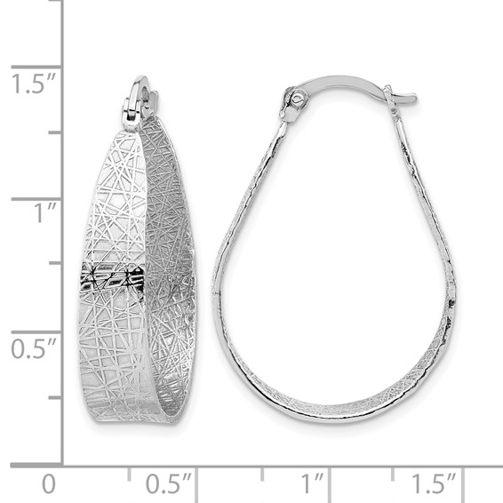 Leslie's Sterling Silver Rhodium-plated Textured Hoop Earrings
