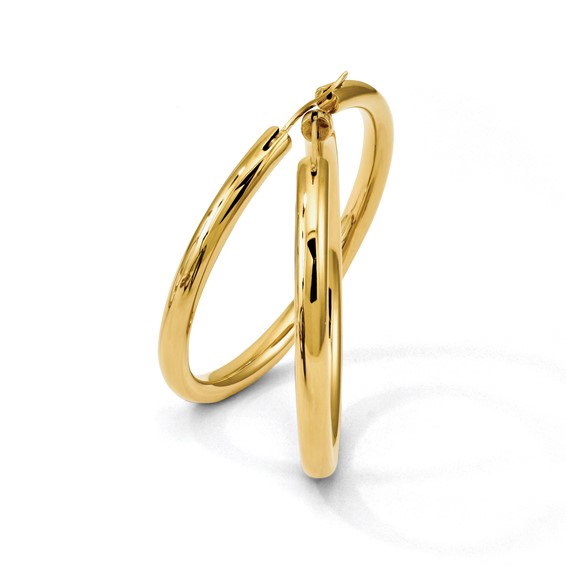 Leslie's Sterling Silver Rh-plated Polished and Textured Round Hoops