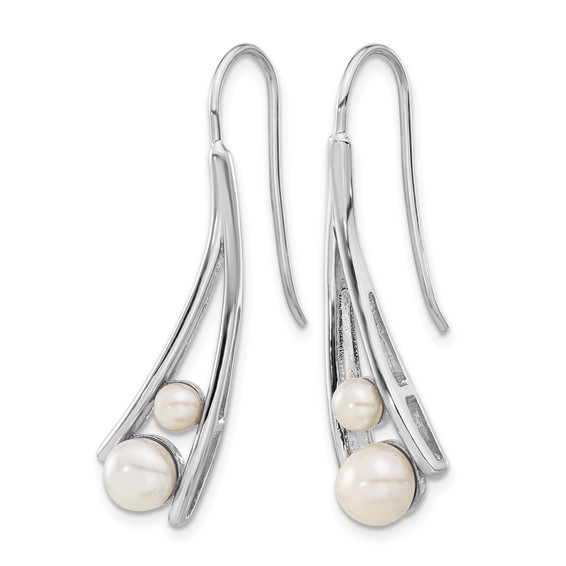 Leslie's Sterling Silver Rhodium-plated FWC Pearl Drop Earrings